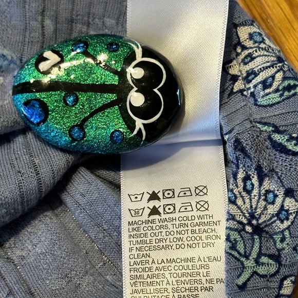 Lucky Brand Crinkle Top Spring Floral Flare Sleeve Round Scoop Waist Medium - Picture 9 of 17